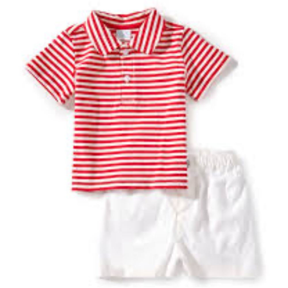 Edgehill Collection Baby Boy Plaid Polo Shirt & Shorts Set Sz 12M